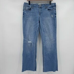 Aeropostale Jeans Women 13/14 Chelsea Bootcut Light Wash Denim Distressed 34x28